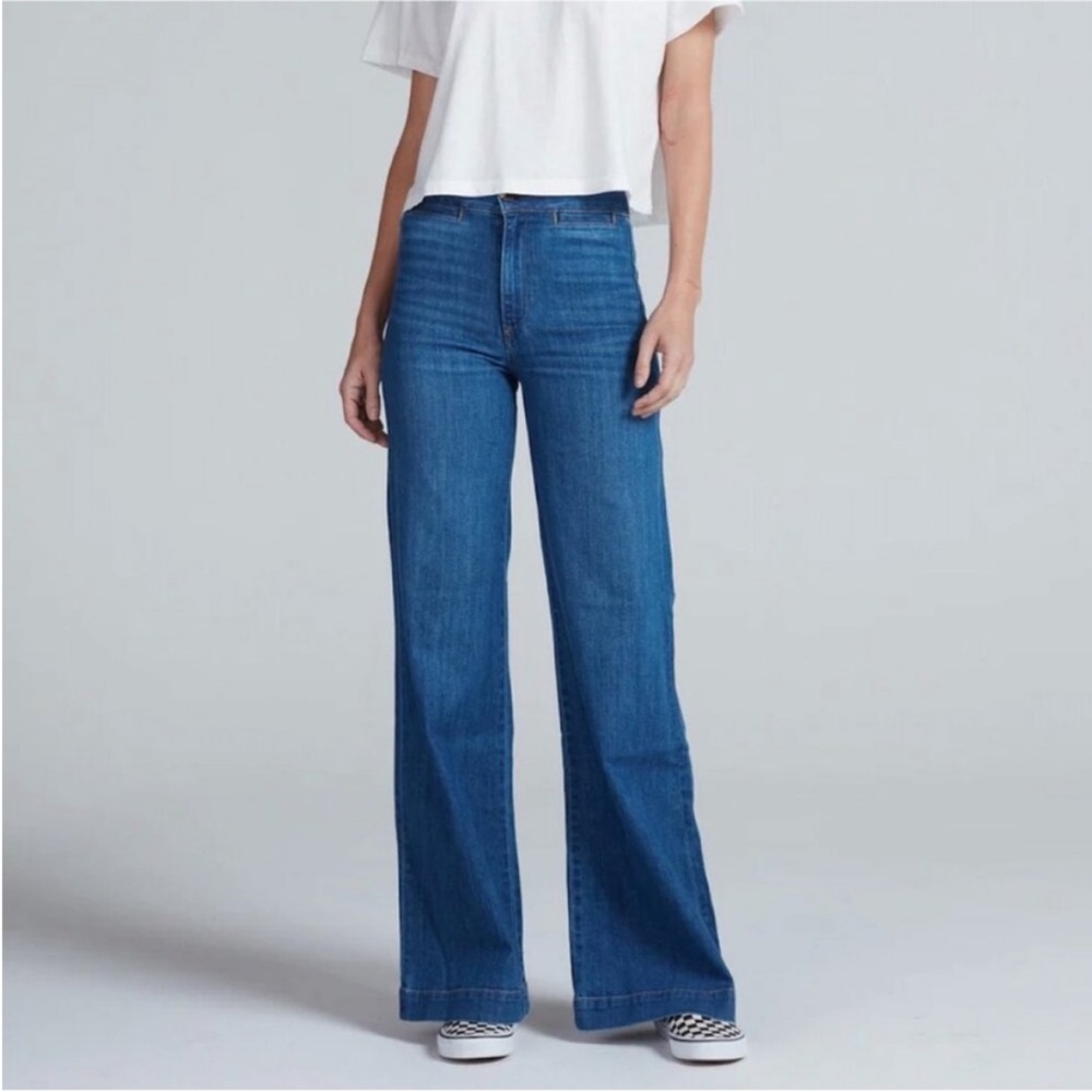 ASKK NY High-Rise Wide-Leg Jeans in Blue Denim